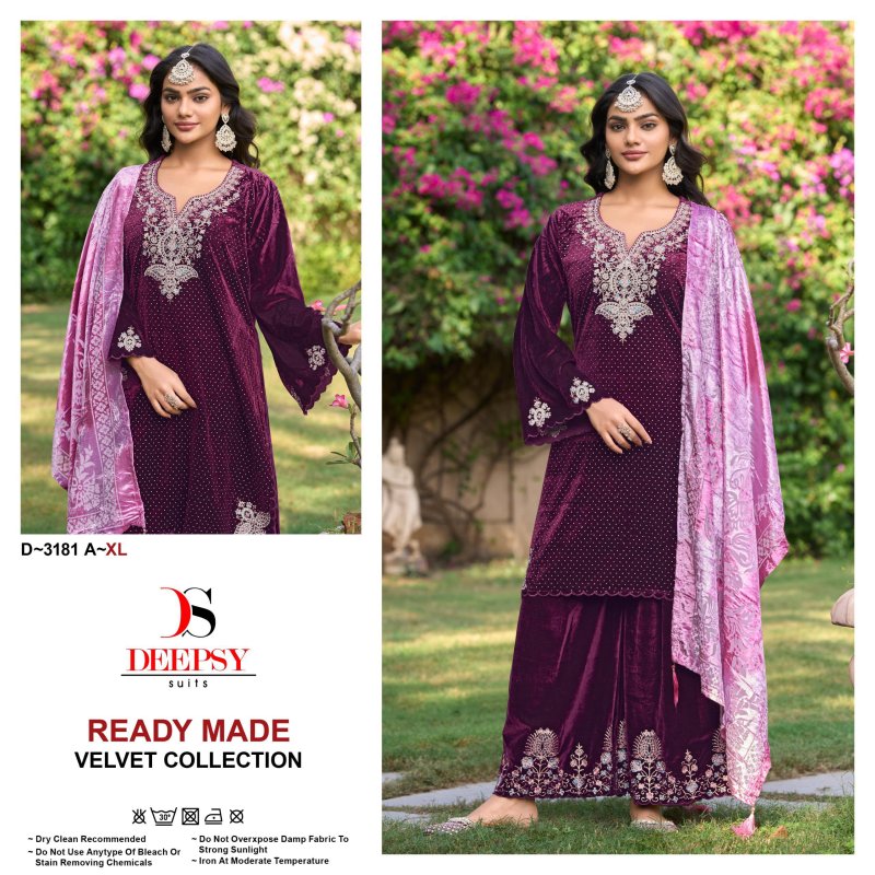 D 3181 A To D By Deepsy Velvet Readymade Pakistani Suits